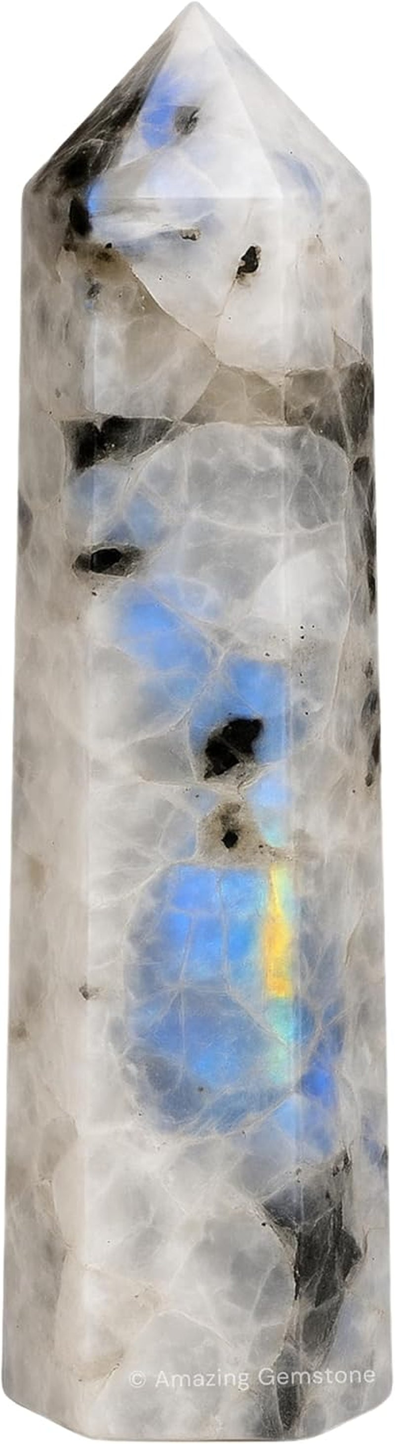 Rainbow Moonstone Crystal Towers ~ Natural Healing Crystal Point Obelisk for Reiki Healing and Crystal Grid (2" to 3" INCH)
