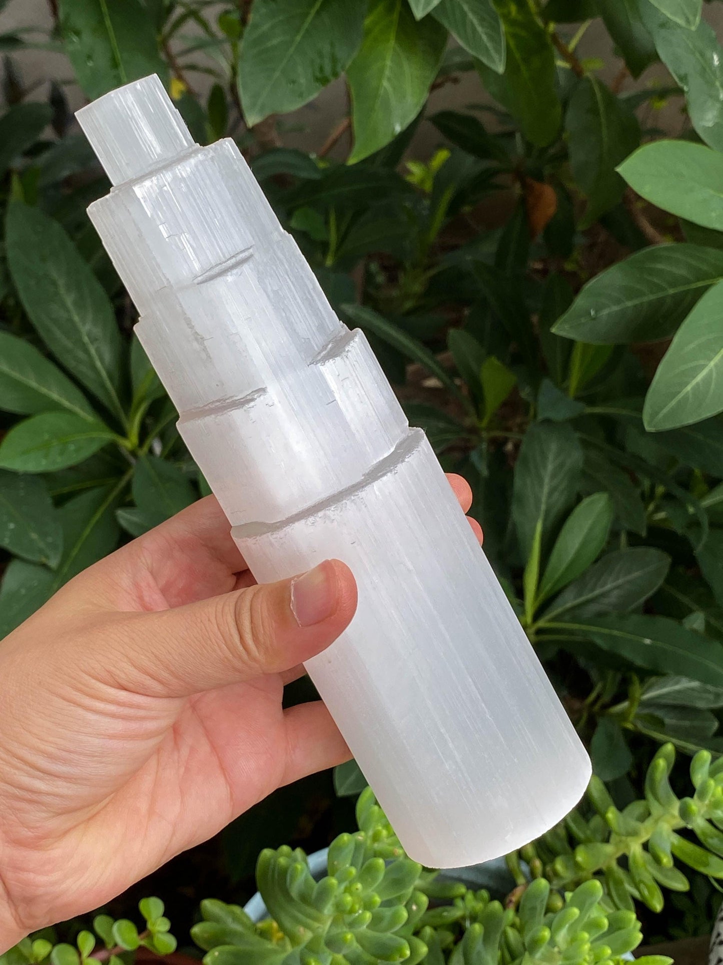 Natural Selenite Charging Tower with Lamp , High-Vibrational Energy Cleanser , Crystal Charging Stand , Crystal Tower , Crystal Energy